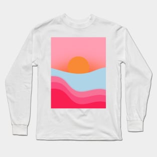 Neon Sunset - Simple Sunset/Sunrise Design Long Sleeve T-Shirt